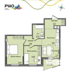 2-к квартира, вторичка, 59м2, 6/17 этаж