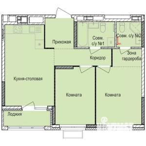 2-к квартира, строящийся дом, 58м2, 3/17 этаж
