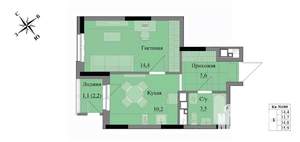 1-к квартира, вторичка, 35м2, 7/17 этаж