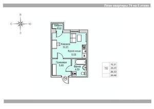 Студия квартира, вторичка, 26м2, 5/18 этаж