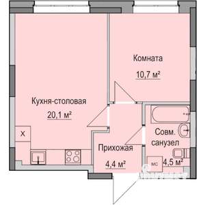 1-к квартира, строящийся дом, 40м2, 1/17 этаж