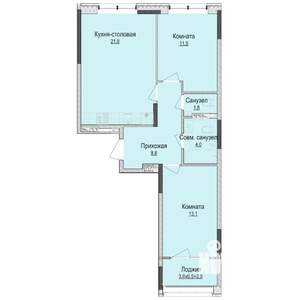 2-к квартира, строящийся дом, 63м2, 1/10 этаж