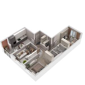 3-к квартира, строящийся дом, 70м2, 2/17 этаж