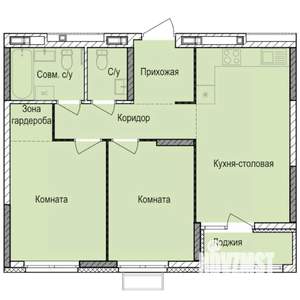2-к квартира, строящийся дом, 58м2, 5/17 этаж