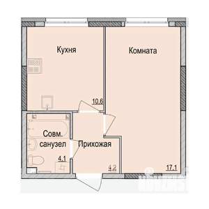 1-к квартира, строящийся дом, 36м2, 1/17 этаж