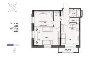 3-к квартира, вторичка, 56м2, 10/17 этаж