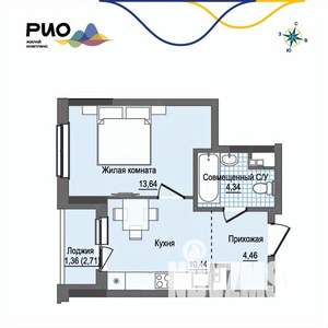 1-к квартира, вторичка, 34м2, 7/17 этаж