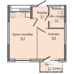 1-к квартира, строящийся дом, 35м2, 12/17 этаж