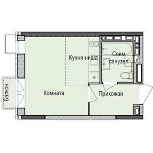 Студия квартира, вторичка, 26м2, 13/17 этаж