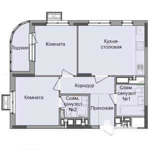 2-к квартира, строящийся дом, 54м2, 17/17 этаж