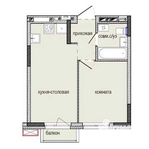 1-к квартира, строящийся дом, 33м2, 3/16 этаж