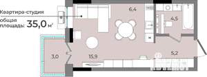 Студия квартира, вторичка, 35м2, 5/15 этаж