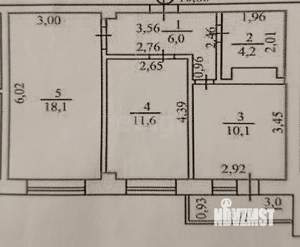 2-к квартира, вторичка, 50м2, 6/17 этаж