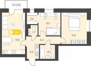 2-к квартира, вторичка, 66м2, 10/24 этаж