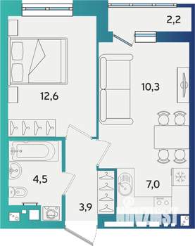 2-к квартира, вторичка, 39м2, 15/16 этаж