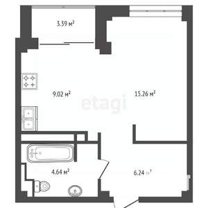 1-к квартира, вторичка, 36м2, 8/15 этаж
