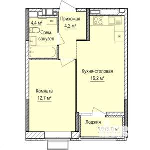 1-к квартира, вторичка, 39м2, 2/17 этаж