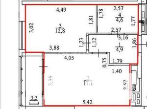 2-к квартира, вторичка, 39м2, 17/25 этаж