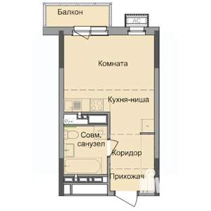 Студия квартира, строящийся дом, 26м2, 14/17 этаж