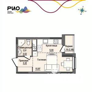 Студия квартира, вторичка, 24м2, 11/17 этаж