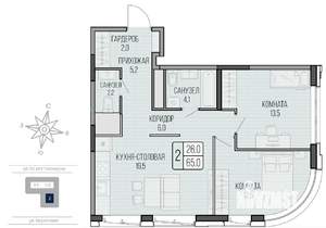 3-к квартира, вторичка, 65м2, 7/16 этаж