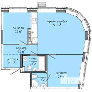 2-к квартира, строящийся дом, 61м2, 2/16 этаж