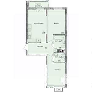 2-к квартира, строящийся дом, 63м2, 4/14 этаж