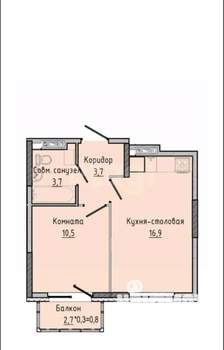 1-к квартира, вторичка, 36м2, 3/17 этаж