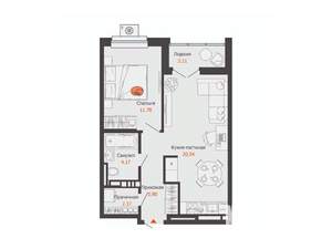 1-к квартира, строящийся дом, 46м2, 4/16 этаж
