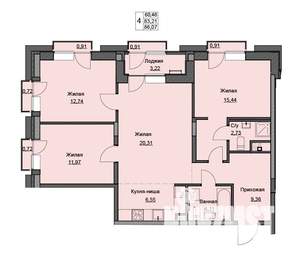 3-к квартира, строящийся дом, 86м2, 2/17 этаж