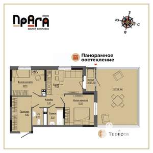 2-к квартира, вторичка, 64м2, 2/17 этаж