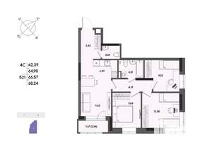 4-к квартира, вторичка, 67м2, 4/17 этаж