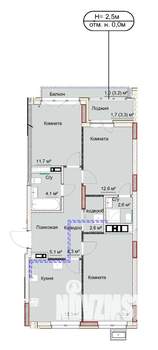 3-к квартира, сданный дом, 76м2, 3/17 этаж