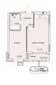 2-к квартира, сданный дом, 47м2, 2/17 этаж
