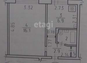 1-к квартира, вторичка, 29м2, 8/9 этаж