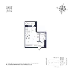 Студия квартира, строящийся дом, 33м2, 4/17 этаж