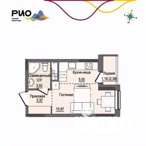 Студия квартира, вторичка, 24м2, 12/17 этаж