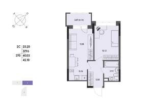 2-к квартира, вторичка, 40м2, 3/17 этаж