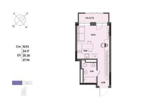 1-к квартира, вторичка, 25м2, 13/17 этаж