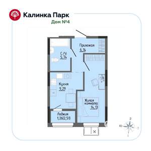 1-к квартира, вторичка, 37м2, 2/17 этаж
