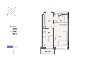 1-к квартира, вторичка, 36м2, 3/17 этаж