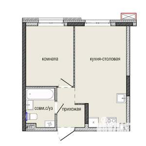 1-к квартира, строящийся дом, 35м2, 8/16 этаж