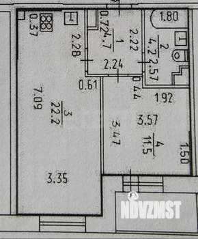 1-к квартира, вторичка, 43м2, 8/12 этаж