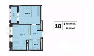 1-к квартира, строящийся дом, 42м2, 5/17 этаж