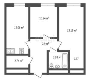 2-к квартира, вторичка, 51м2, 1/25 этаж