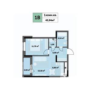 1-к квартира, строящийся дом, 44м2, 2/26 этаж