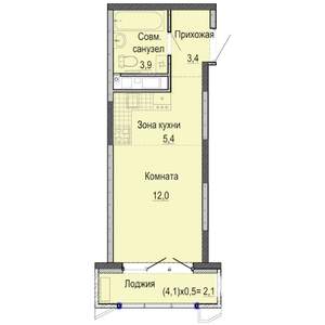 Студия квартира, строящийся дом, 27м2, 4/25 этаж