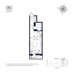 Студия квартира, строящийся дом, 37м2, 8/17 этаж