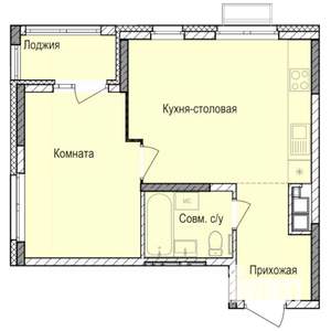1-к квартира, строящийся дом, 40м2, 13/17 этаж