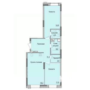 2-к квартира, строящийся дом, 66м2, 3/17 этаж